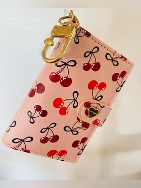 Betsey Johnson Black Bifold Card Wallet with Gold Logo